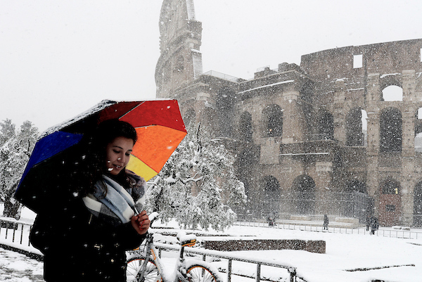 Straordinaria nevicata a Roma